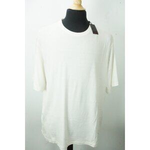 Isaia Napoli Solid White Silk Blend Short Sleeve T Shirt Sz 3XL Brand New